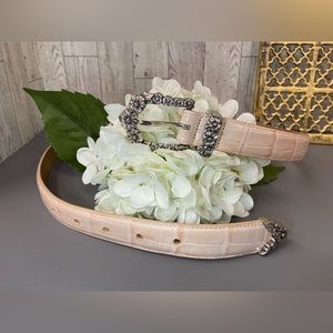 Brighton Pink Leather Belt with Floral Silver Hardware